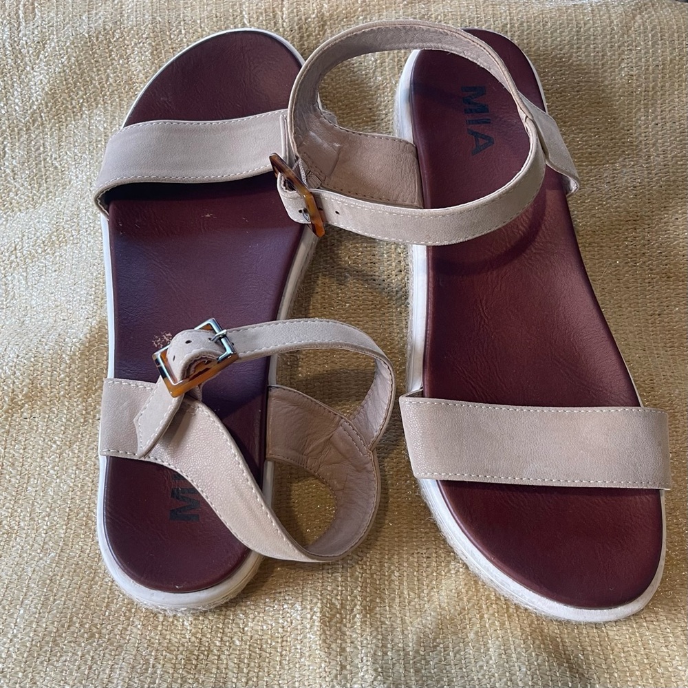 MIA Tan and Brown Sandals with Adjustable Ankle Strap